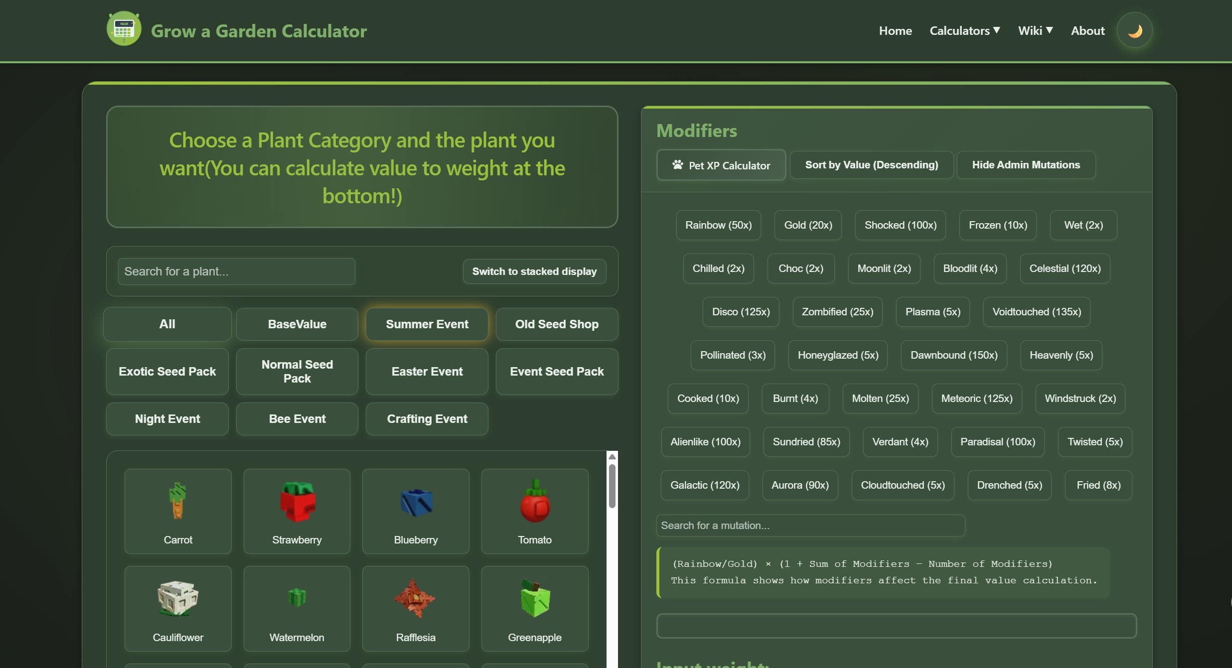 Grow a Garden Calculator screenshot